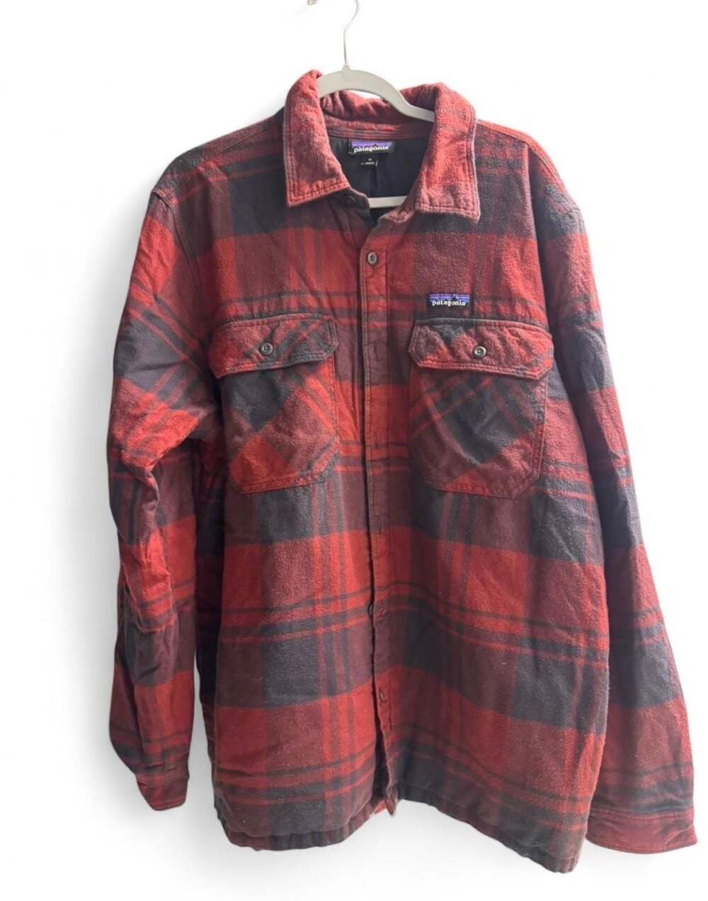 Patagonia Insulated Organic Cotton Midweight Fjord Flannel Shirt in Sequoia Red